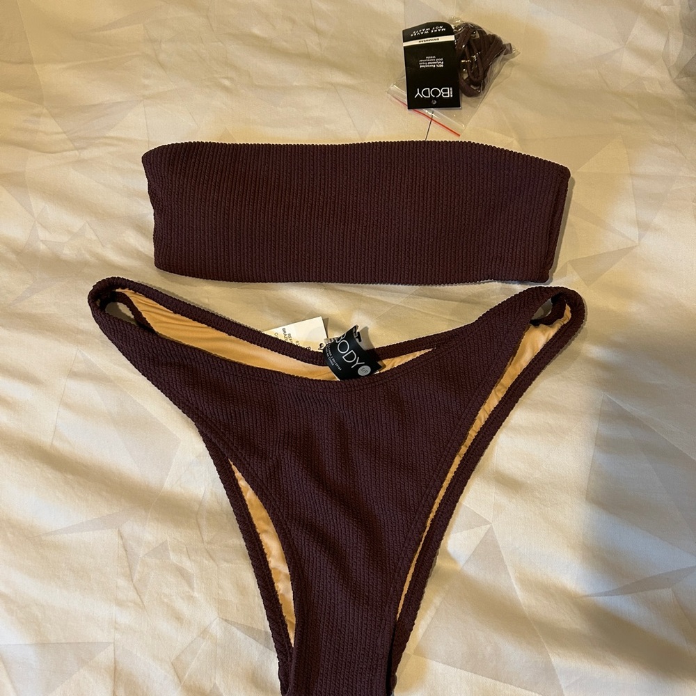 Cotton On Brown Bandeau Bikini Set Size S NWT